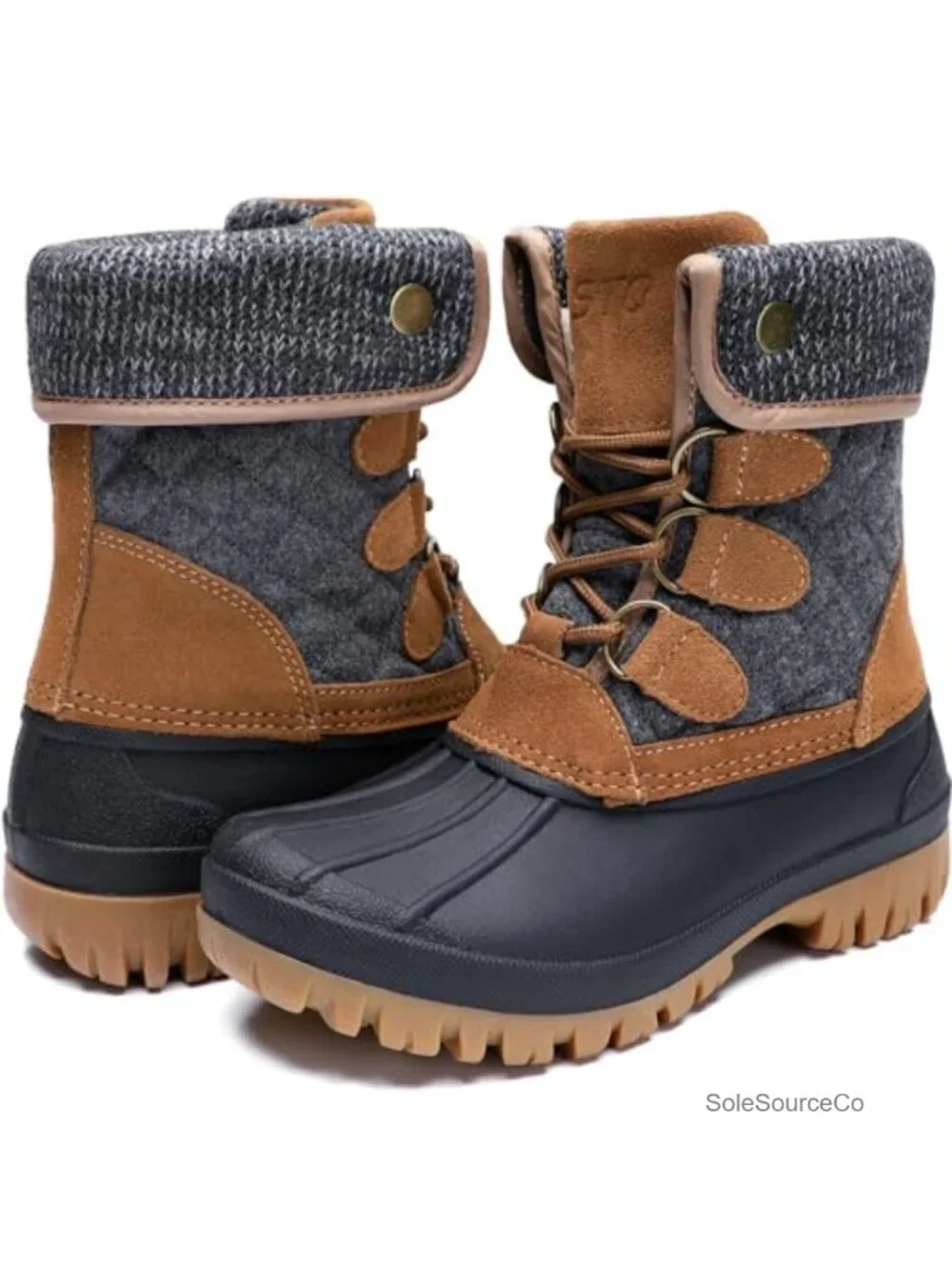Women's Waterproof Insulated Duck Snow Boots with Fleece Lining, Lug Sole